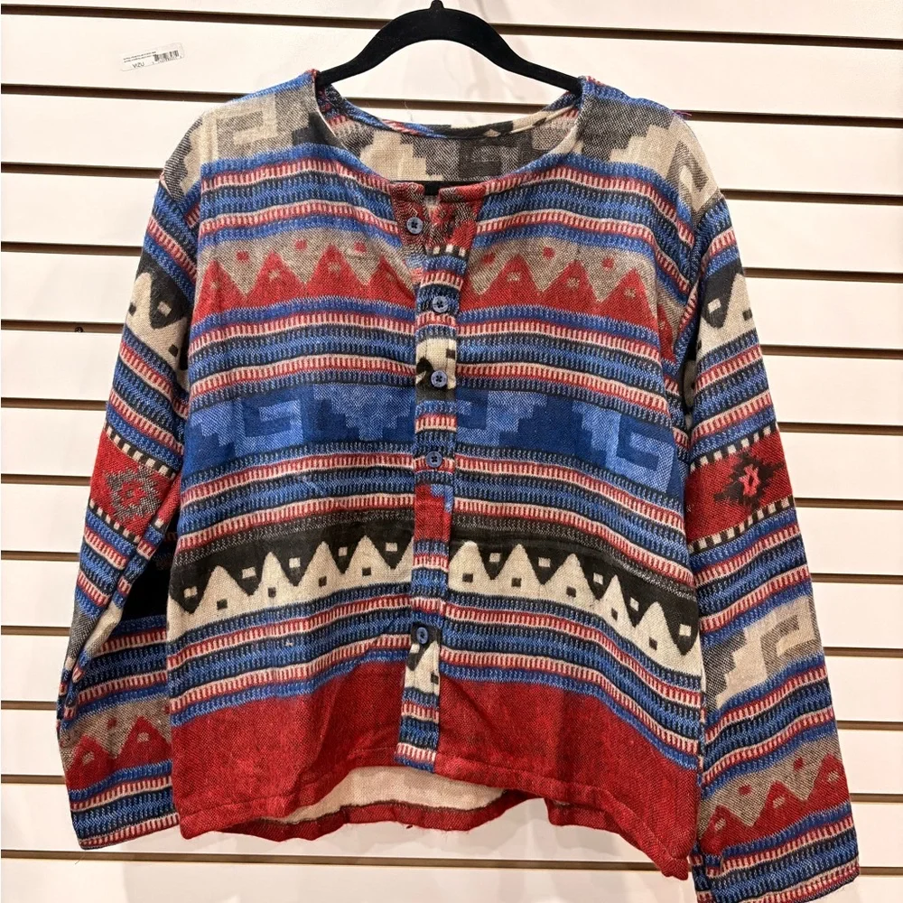 Colorful Geometric Pattern Cardigan - Picture 3 of 13